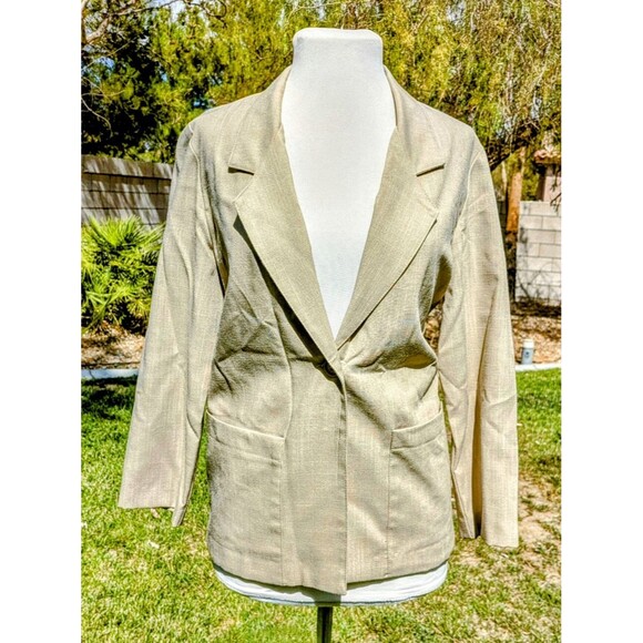 Vintage 1980's Briggs Petite Sz 2 Desert Tan Linen Jacket Pants 2-Pc Suit EUC - Picture 2 of 8